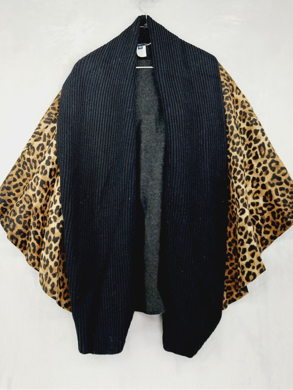 Jones New York Signature Cardigan Womens One Size Black Leopard Print Wool P4683